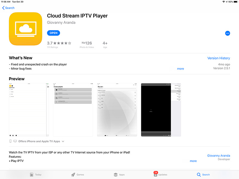How to setup IPTV on iOS via Cloud Stream IPTV